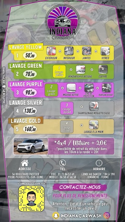 Indiana Car Wash Lavage Auto / Polish / Vente De Véhicule, Station de Lavage à Pierrefitte-sur-Seine